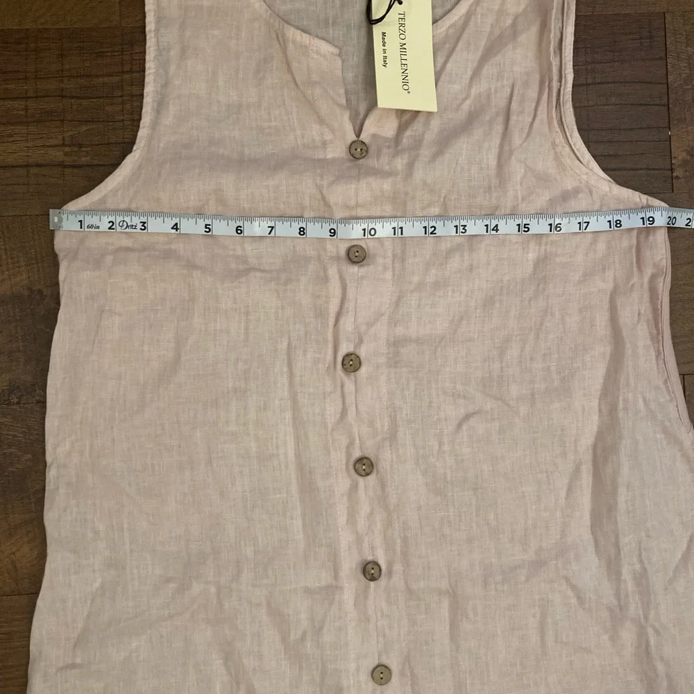 Terzo Millennio 100% Linen BlushPink ButtonUp Mini Dress Made in Italy Women’s L - Picture 12 of 13